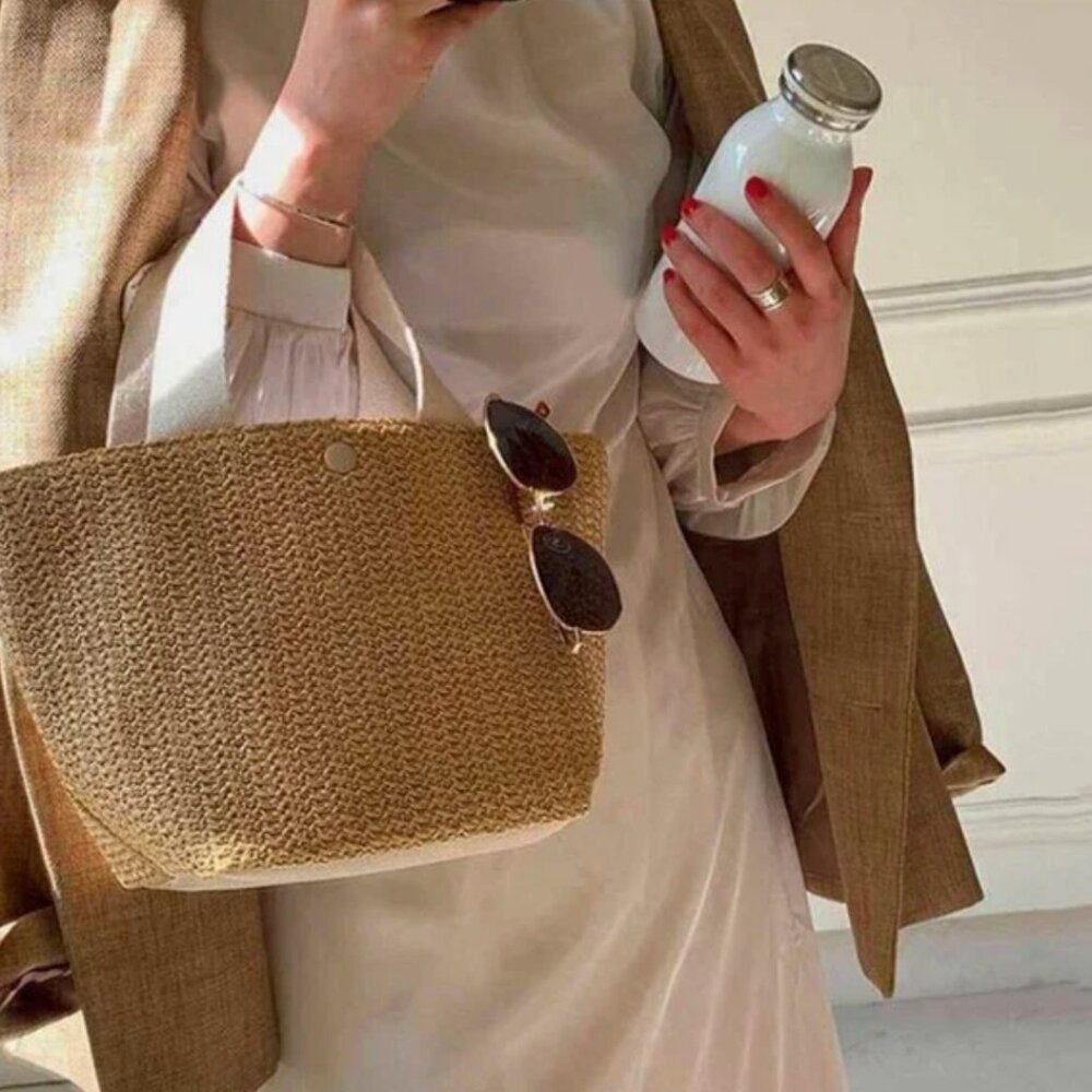 Fashion Rattan Basket Woven Beach Tote Bag Wicker Handbag